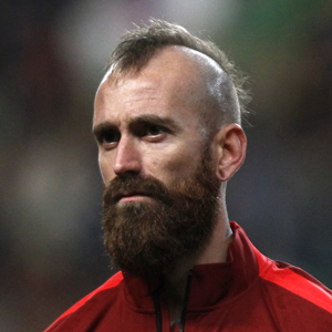 Portugal's Raul Meireles stands at attention during the national anthem in Leiria