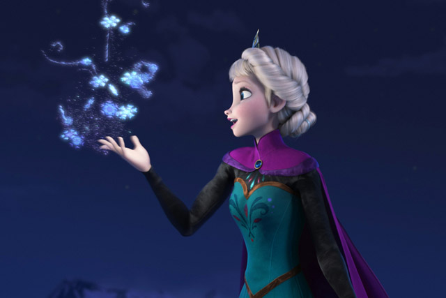 FILE - This file image provided by Disney shows Elsa the Snow Queen, voiced by Idina Menzel, in a scene from the animated feature "Frozen." According to studio estimates Sunday, Jan. 5, 2014, Disneys Frozen remained atop the box office with $20.7 million, freezing out the horror spinoff Paranormal Activity: The Marked Ones. (AP Photo/Disney, File)