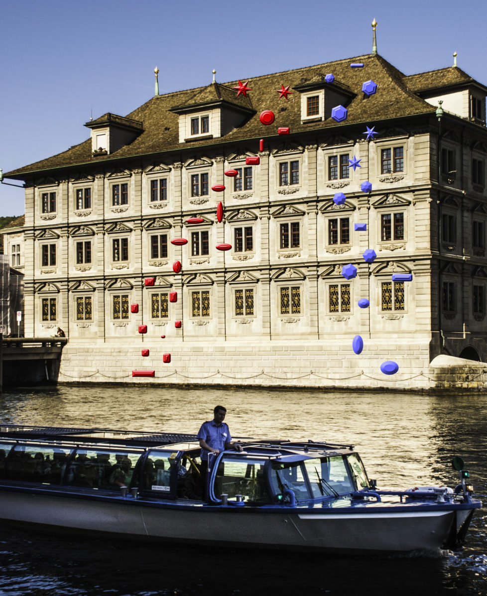 Möglichkeit für Deep Water Soloing in der Stadt Zürich, hier am Rathaus: Die Kletterrouten heissen Zwei Routen «Slippery when wet». Aber Achtung: Gemäss helvetischer Binnenschifffahrtsverordnung hat das Limmatschiff immer Vortritt.