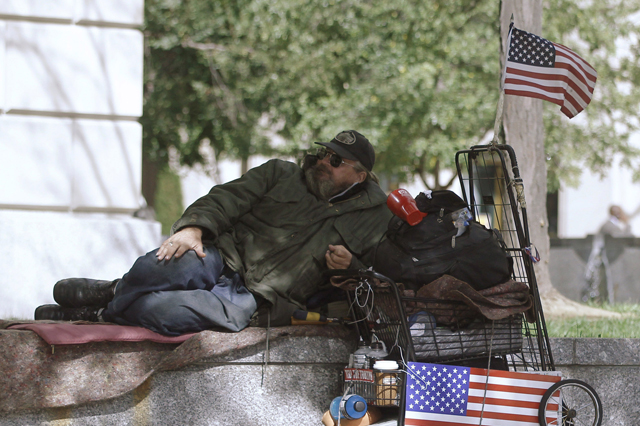 Obdachloser US-Patriot.