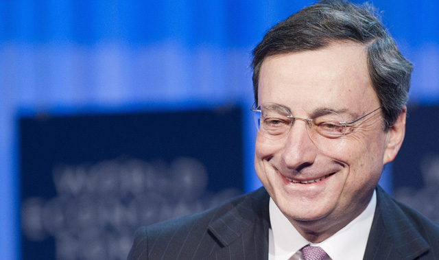 EZB-Präsident Mario Draghi am WEF in Davos, Januar 2012. (Bild: Keystone)