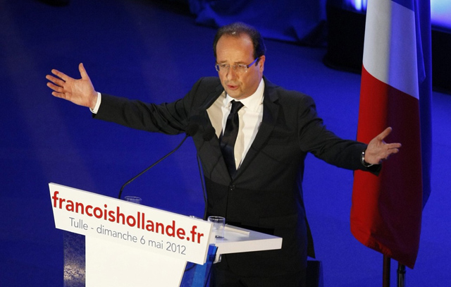 François Hollande spricht zu seinen Wählern, 6. Mai 2012. (Keystone)