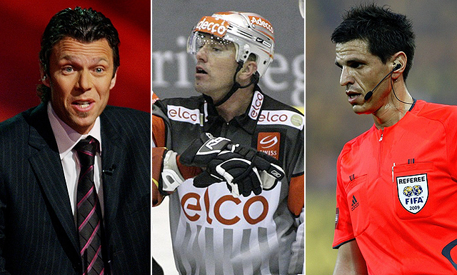 Die Fussballschiedsrichter sollten sich die Kollegen vom Eishockey als Vorbild nehmen: Urs Meier, Dany Kurmann, Claudio Circhetta (v.l.).