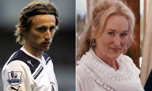 Spitze Nase, hohe Stirn: Fussball-Zaubermaus Luka Modric (l.), Schauspielerin Meryl Streep.