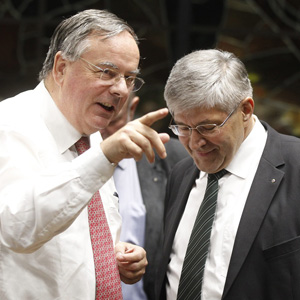 Die SVP-Bundesratskandidaten Bruno Zuppiger (r.) und Jean-François Rime (l.).