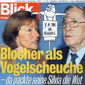 Silvia und Christoph Blocher im Fokus der Medien. (Ausriss Blick-Titelseite)