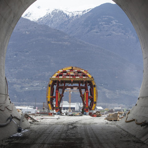 Baustelle des NEAT-Basistunnels Monte Ceneri, 13. Dezember 2012. (Keystone/Gaetan Bally)