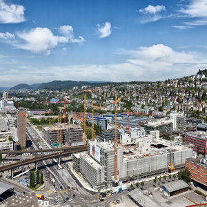 Und ewig nagt der Baggerzahn: Grossbaustelle in Zürich-West. Bild: Keystone
