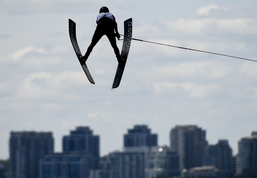 Carolina Chapoy of  Mexico competes in jump at the women's overall gold medal final during the Pan American Games in Toronto on Wednesday, July 22, 2015. Chapoy won bronze.  AFP PHOTO / Pool /  Nathan Denette