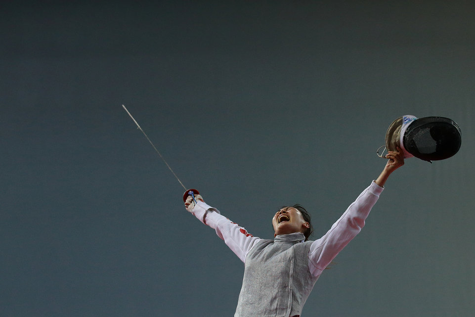 during the 2015 Asian Fencing Championships at OCBC Arena on June 27, 2015 in Singapore.