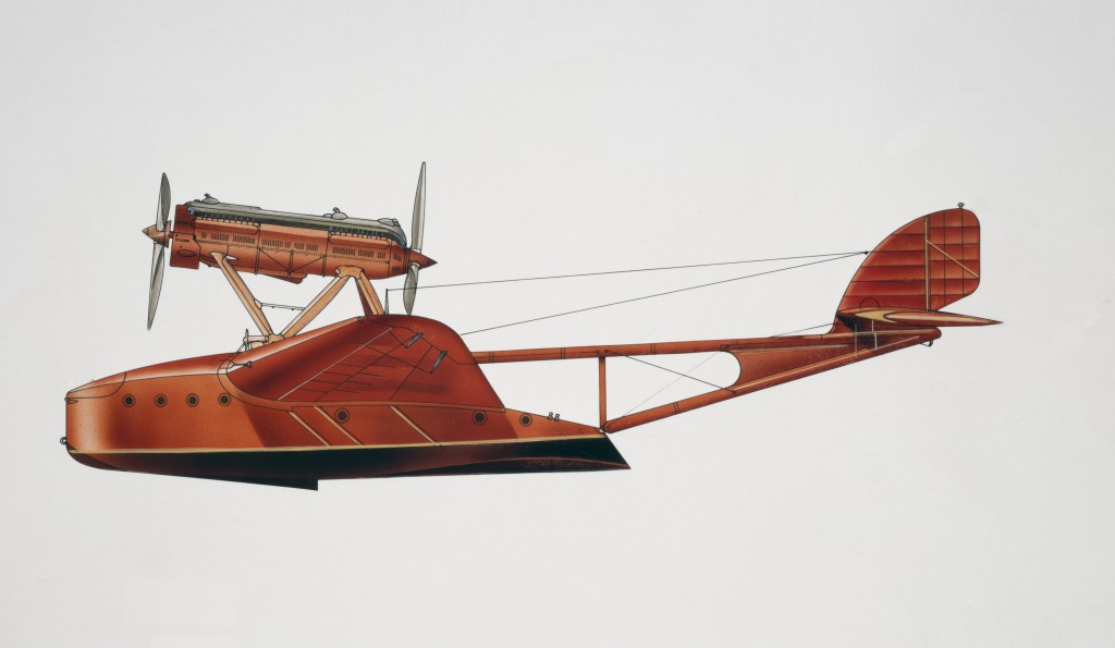 ITALY - AUGUST 02: Savoia-Marchetti S55 Jahu seaplane, 1926, Italy, drawing. (Photo by DeAgostini/Getty Images)