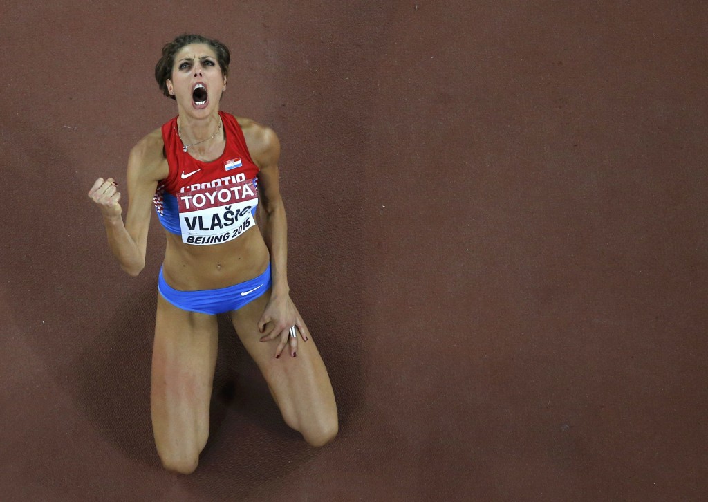 Blanka Vlasic of Croatia reacts as she competes in the women's high jump final during the 15th IAAF World Championships at the National Stadium in Beijing, China, August 29, 2015.   REUTERS/Fabrizio Bensch TPX IMAGES OF THE DAY