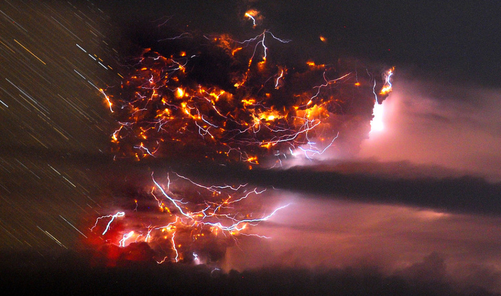 Volcanic lightning is seen over the Puyehue volcano, over 500 miles south of Santiago, Chile, Sunday June 5, 2011. Authorities have evacuated about 600 people in the nearby area. The volcano was calm on Sunday, one day after raining down ash and forcing thousands to flee, although the cloud of soot it had belched out still darkened skies as far away as Argentina. (AP Photo/Francisco Negroni, AgenciaUno) CHILE OUT, NO PUBLICAR EN CHILE, NO SALES