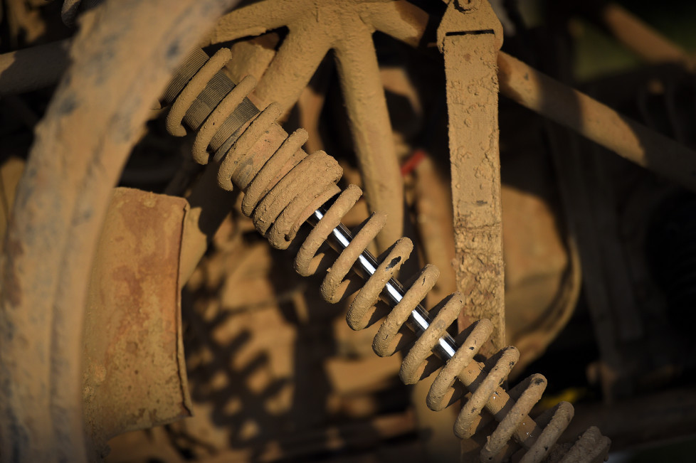 View of mechanical parts of a vehicle at the bivouac during the rest day of the Rally Dakar 2016 in Salta, Argentina, on January 10, 2016. AFP PHOTO / FRANCK FIFE / AFP / FRANCK FIFE