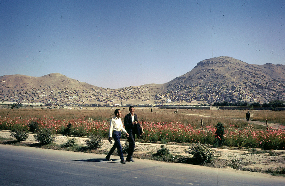 "Young Afghans walking home. "