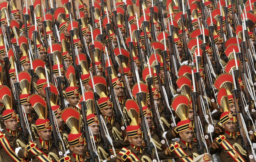 Indian soldiers march during the Republic Day parade in New Delhi, India, January 26, 2016. REUTERS/Altaf Hussain