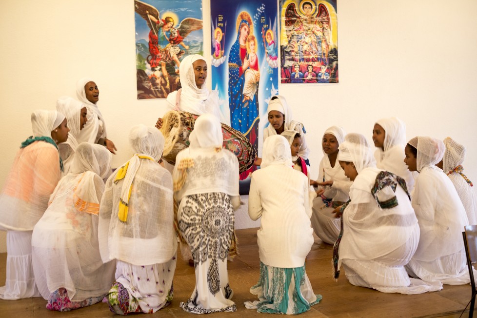 Buchs, 15.8.2015. Eritreisch-orthodoxer Gottesdienst in der refomierten Kirche von Buchs AG. Foto: Daniel Rihs / 13 Photo