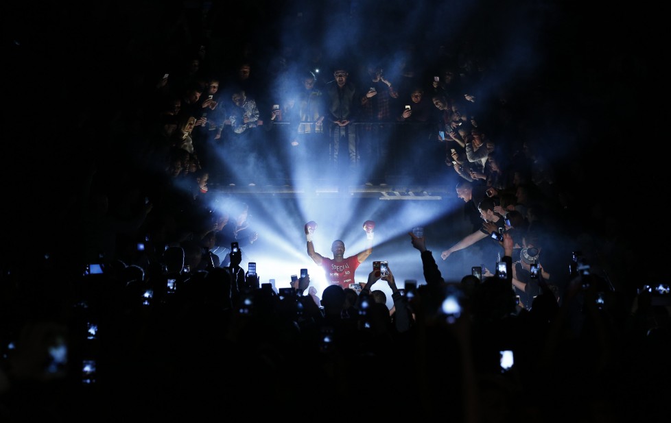 Boxing - Kell Brook v Kevin Bizier IBF Welterweight Title - Sheffield Arena - 26/3/16 Kell Brook makes his entrance before the fight Action Images via Reuters / Andrew Couldridge Livepic EDITORIAL USE ONLY.