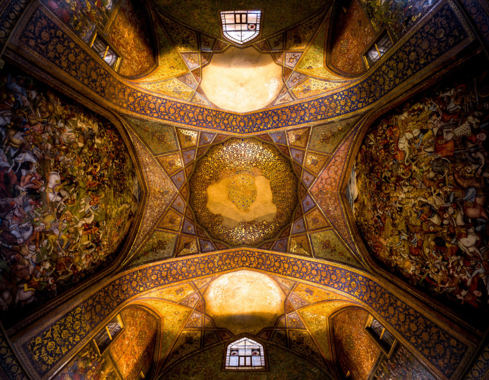 Chehel Sotoun palace ( literally: “palace of Forty Columns”) is located in Isfahan. built by Shah Abbas II to be used for his entertainment and receptions. This Image is showing the Ceiling of it`s main hall.