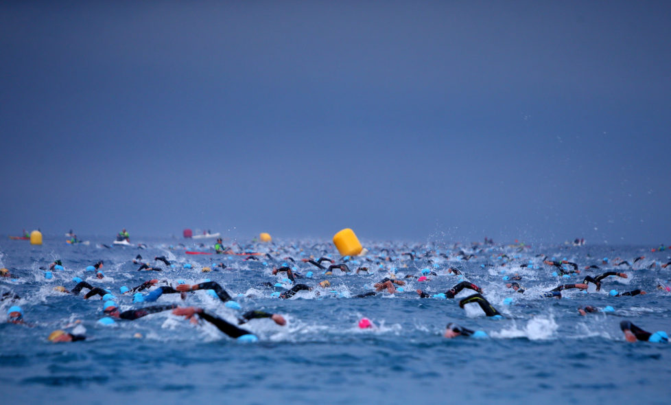 NICE, FRANCE - JUNE 05: Participants compete in the swim leg during the Ironman France on June 05, 2016 in Nice, France. (Photo by Charlie Crowhurst/Getty Images for Ironman)