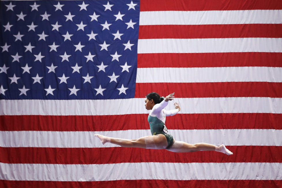 HARTFORD, CT - JUNE 04: Gabrielle Douglas competes on the balance beam during the Sr. Women's 2016 Secret U.S. Classic at the XL Center on June 4, 2016 in Hartford, Connecticut. (Photo by Maddie Meyer/Getty Images)