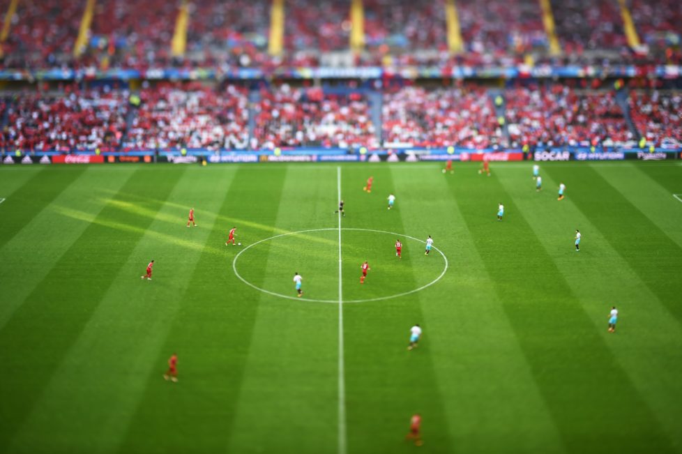 LENS, FRANCE - JUNE 21: (EDITORS NOTE: Image was created using a tilt-shift lens) A general view of kick off during the UEFA EURO 2016 Group D match between Czech Republic and Turkey at Stade Bollaert-Delelis on June 21, 2016 in Lens, France. (Photo by Matthias Hangst/Getty Images)