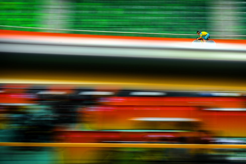 RIO DE JANEIRO, BRAZIL - JULY 31: Nathan Hart of Australia practices during a track cycling training session at the Rio Olympic Velodrome on July 31, 2016 in Rio de Janeiro, Brazil. (Photo by David Ramos/Getty Images)
