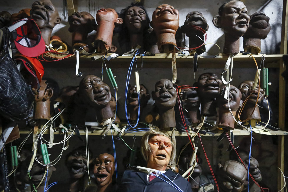 epa05548719 (01/19) The Donald Trump puppet (bottom-C) is placed on a shelf along with other puppets depicting various domestic and international figures in a storeroom after the shooting of the 11th season of 'The XYZ Show' satirical puppet show at a studio in Nairobi, Kenya, 31 August 2016. The XYZ Show is Kenya‚Äôs popular satirical television program and has been taking pokes at the country‚Äôs political elites and international figures ever since it aired its first episode in 2009. With the 2016 US presidential elections, the show is now taking on Republican Presidential candidate Donald Trump. EPA/DAI KUROKAWA PLEASE REFER TO ADVISORY NOTICE (epa05548718) FOR FULL FEATURE TEXT