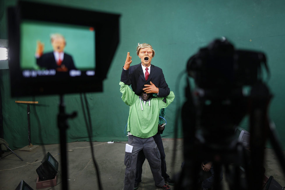 epa05548723 (05/19) Puppeteers control the Donald Trump puppet during the shooting of the 11th season of 'The XYZ Show' satirical puppet show at a studio in Nairobi, Kenya, 30 August 2016. The XYZ Show is Kenya‚Äôs popular satirical television program and has been taking pokes at the country‚Äôs political elites and international figures ever since it aired its first episode in 2009. With the 2016 US presidential elections, the show is now taking on Republican Presidential candidate Donald Trump. EPA/DAI KUROKAWA PLEASE REFER TO ADVISORY NOTICE (epa05548718) FOR FULL FEATURE TEXT