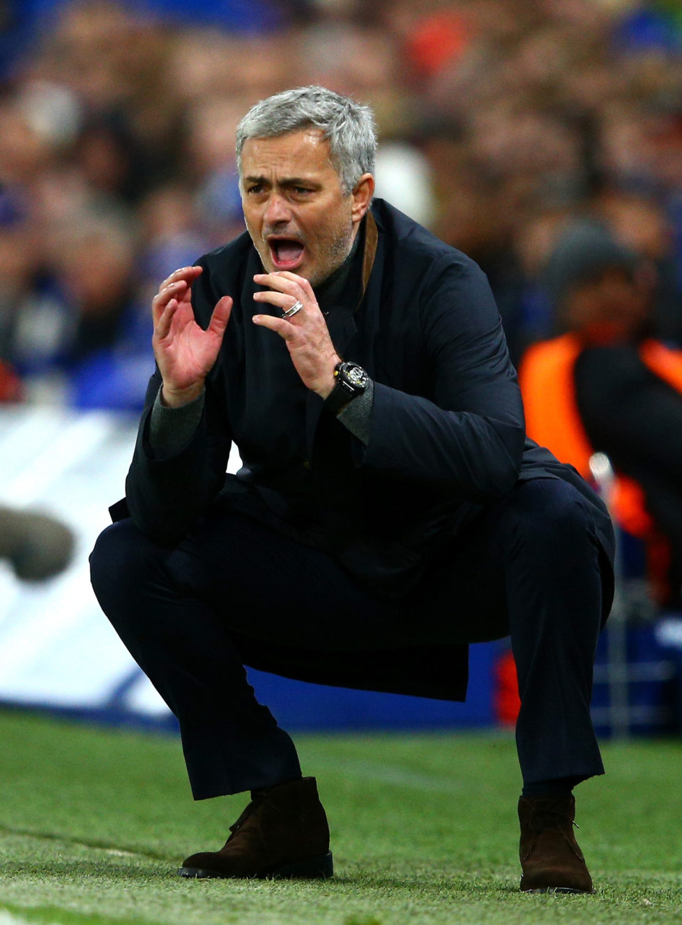 LONDON, ENGLAND - DECEMBER 09: Jose Mourinho manager of Chelsea reacts during the UEFA Champions League Group G match between Chelsea FC and FC Porto at Stamford Bridge on December 9, 2015 in London, United Kingdom. (Photo by Clive Mason/Getty Images)