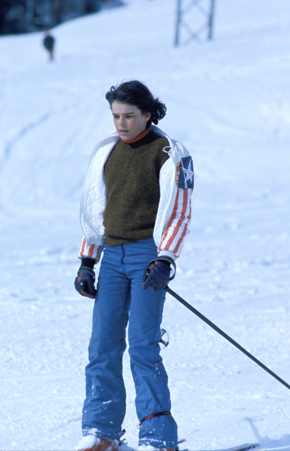 Gstaad, Switzerland -- 1 March 1977, Princess Stephanie of Monaco skiing at Gstaad., (Photo by Francis Apesteguy/Getty Images) *** Local Caption ***